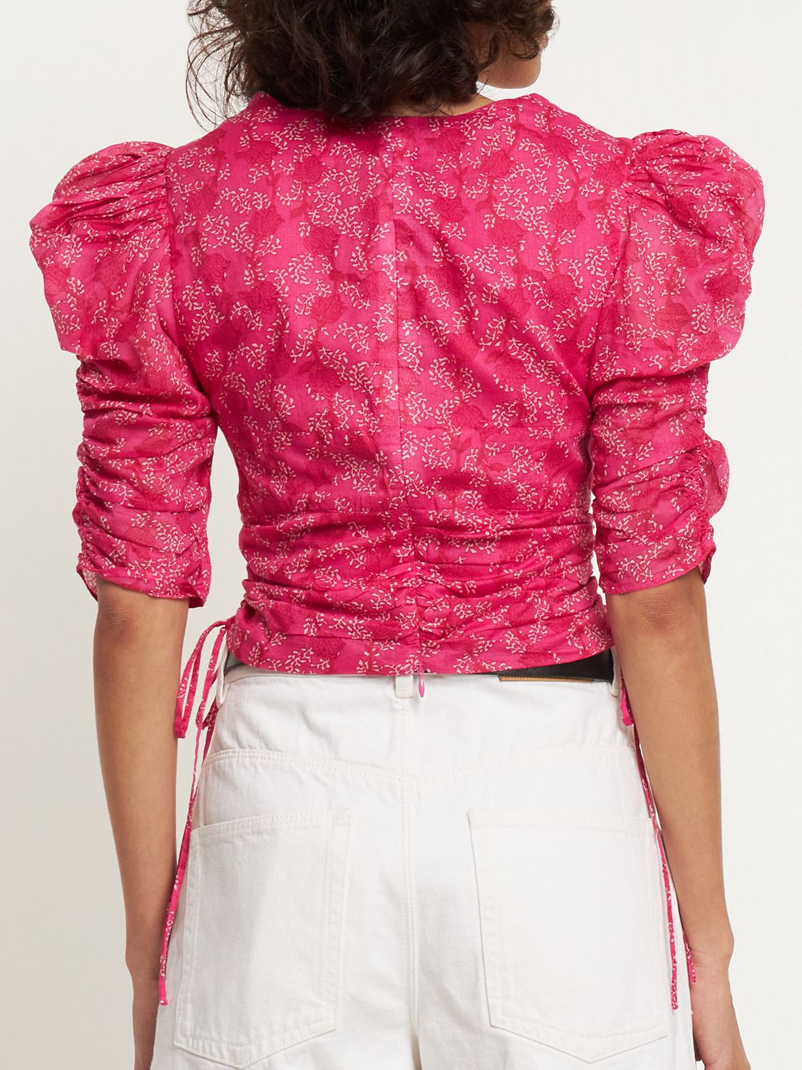 ISABEL MARANT ÉTOILE GALAOR PUFF SLEEVE COTTON CROP TOP 