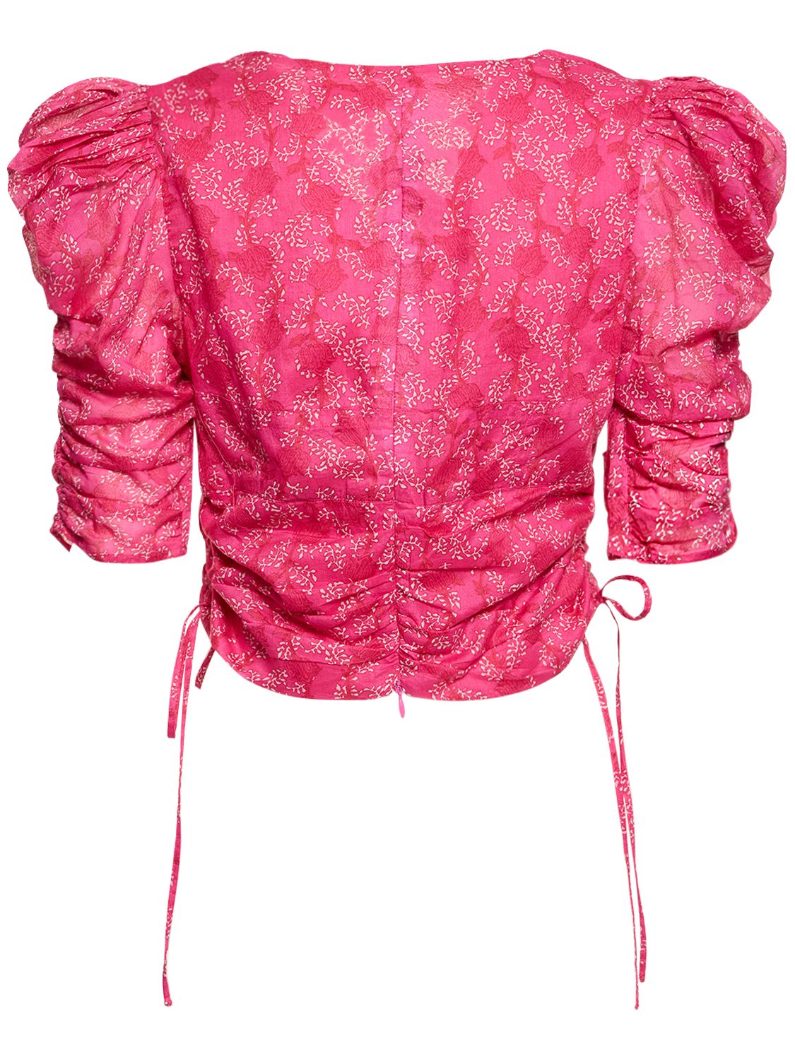ISABEL MARANT ÉTOILE GALAOR PUFF SLEEVE COTTON CROP TOP 