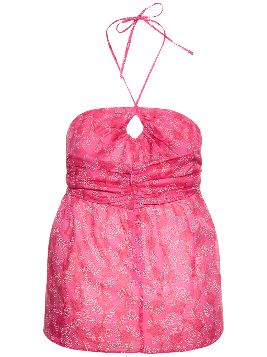 ISABEL MARANT ÉTOILE GABAO FLORAL PRINT COTTON TOP W/ RUFFLES 