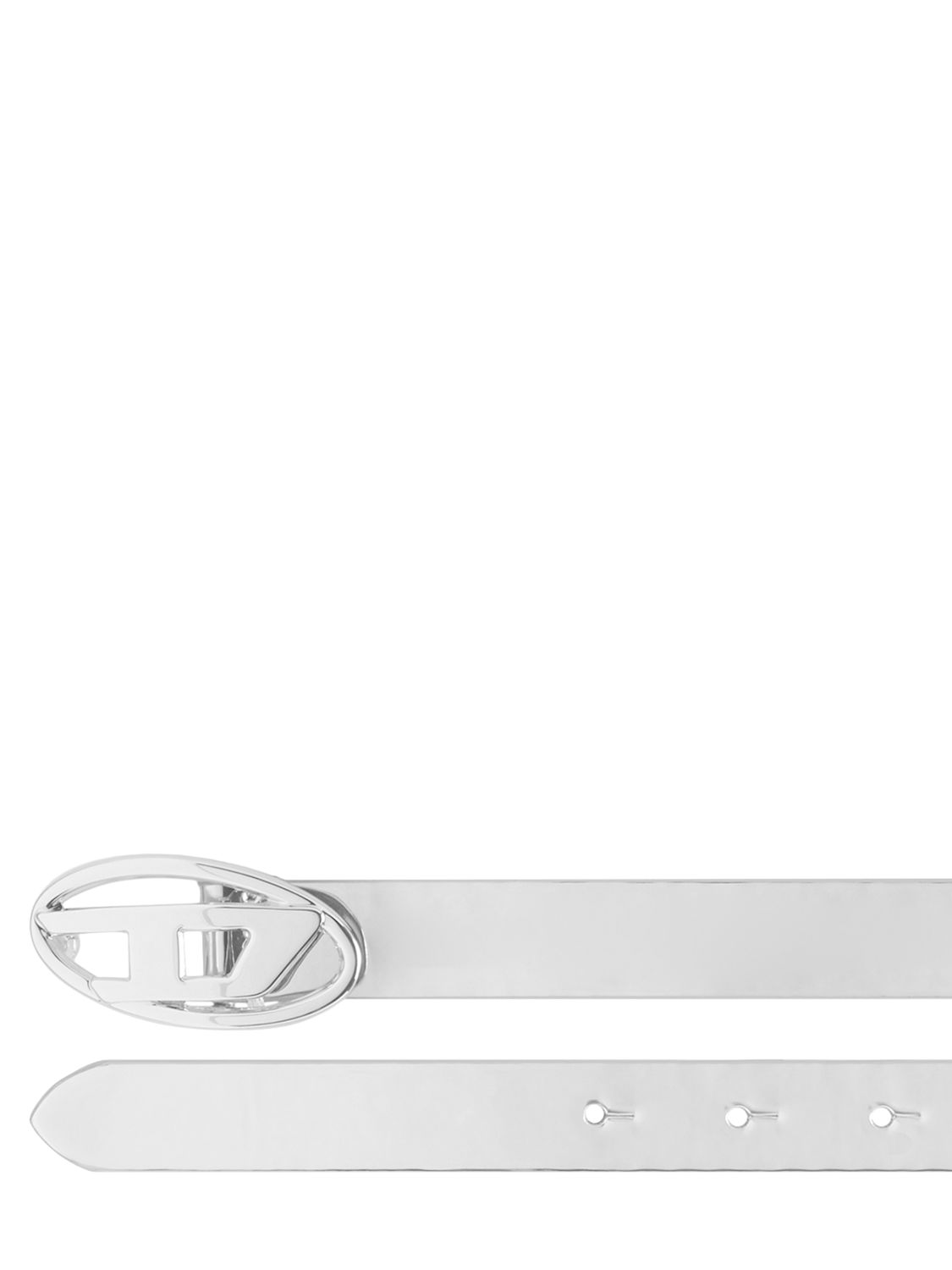 Diesel Oval D Logo B-1dr Buckle Belt In Silver