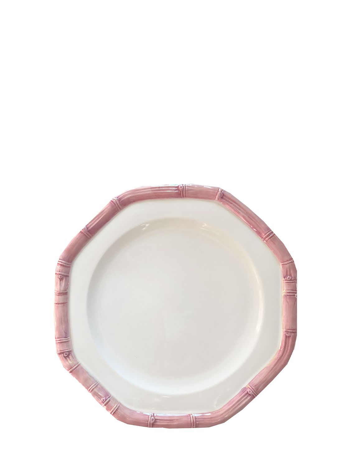 Les Ottomans Bamboo Ceramic Plate In White