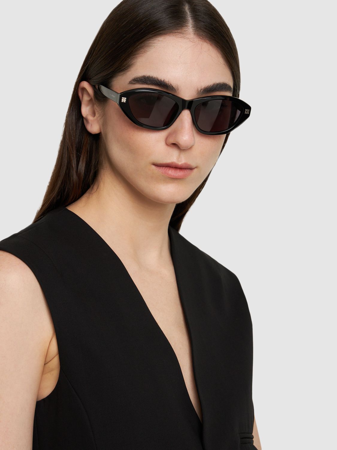 Shop Givenchy Gv Day Cat-eye Acetate Sunglasses In Black/smoke