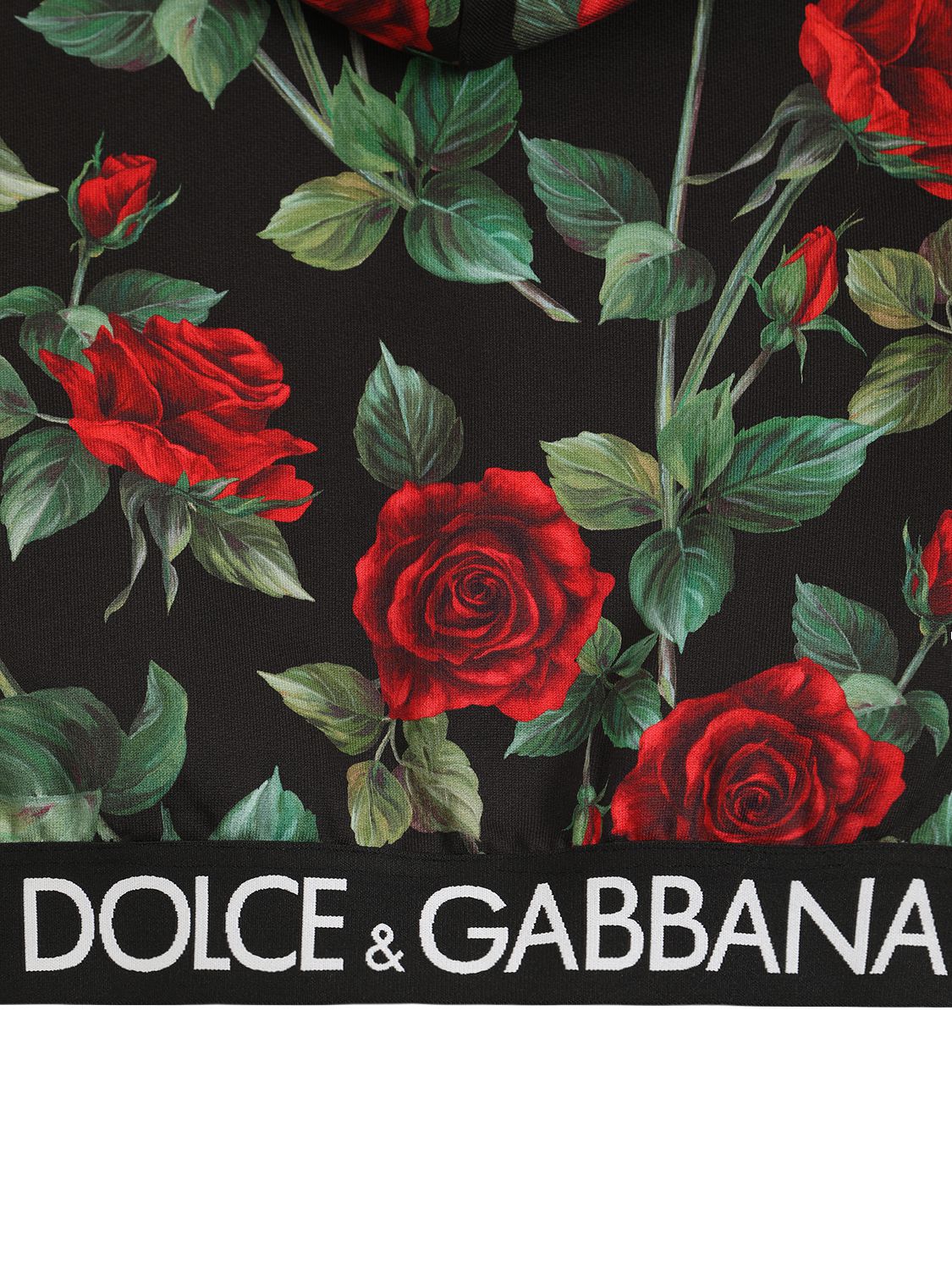 Dolce & Gabbana Flower Print Cotton Zip-up Hoodie In Black,red