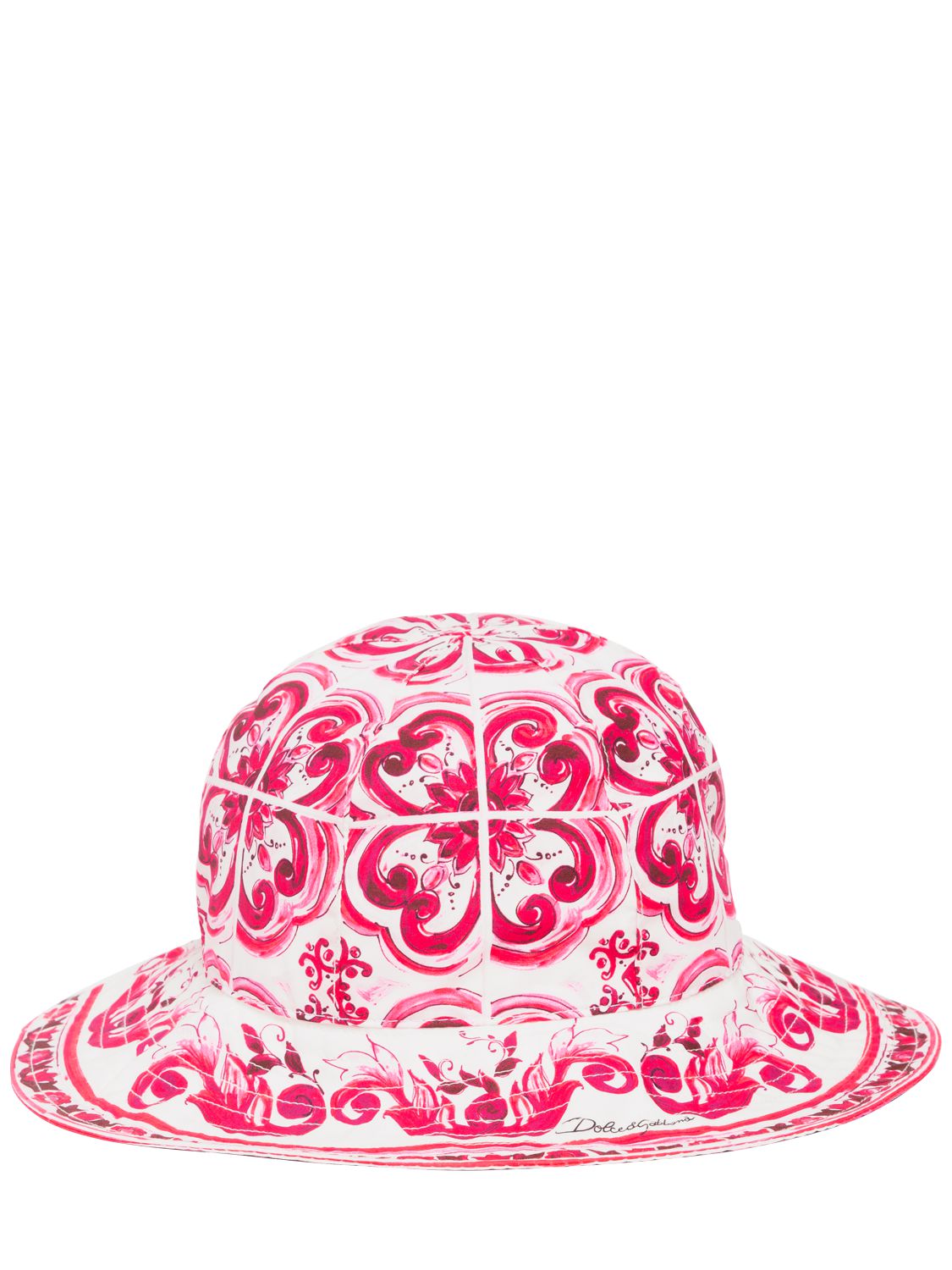 Majolica Print Cotton Poplin Brimmed Hat