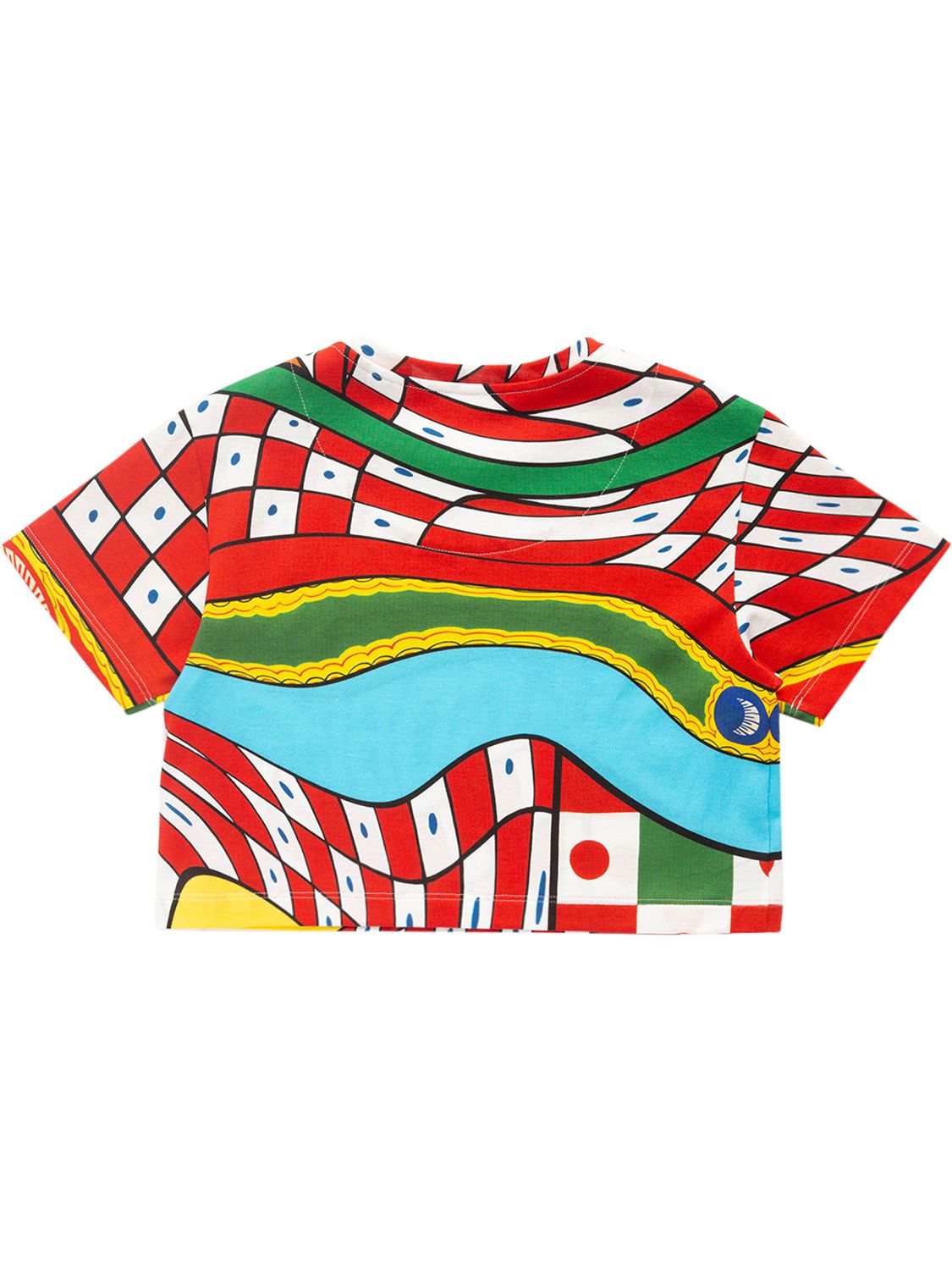 Dolce & Gabbana Carretto Print Crop Cotton T-shirt In Multicolor