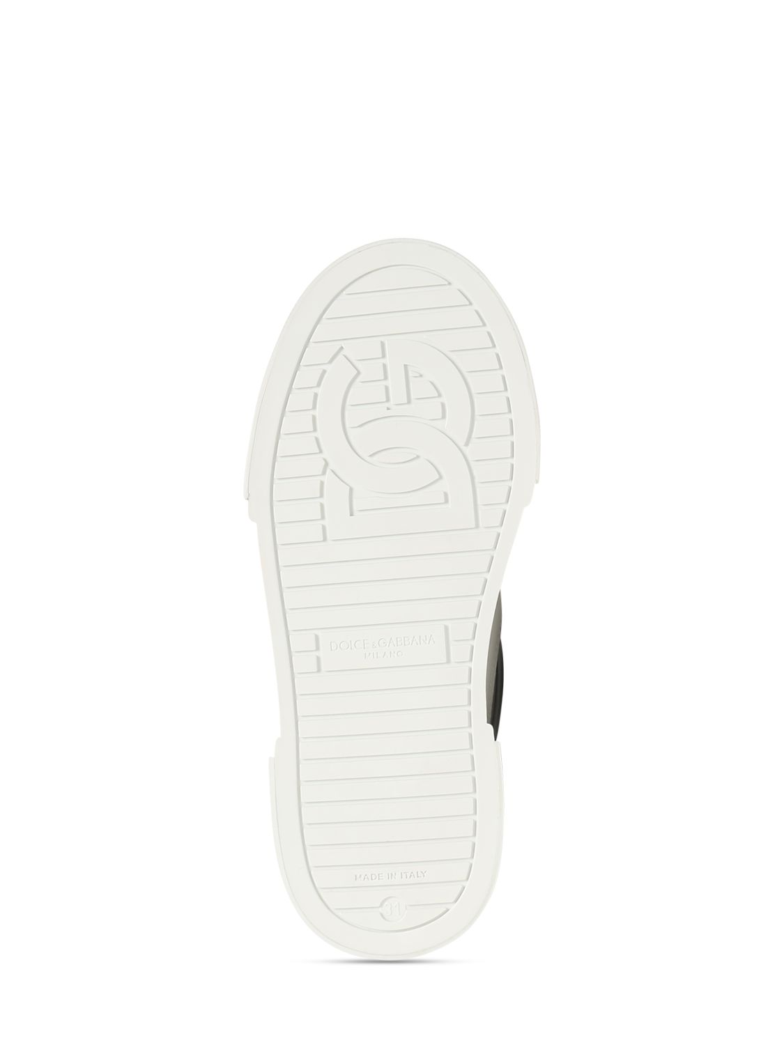 Dolce & Gabbana Logo Print Leather Lace-up Sneakers In White