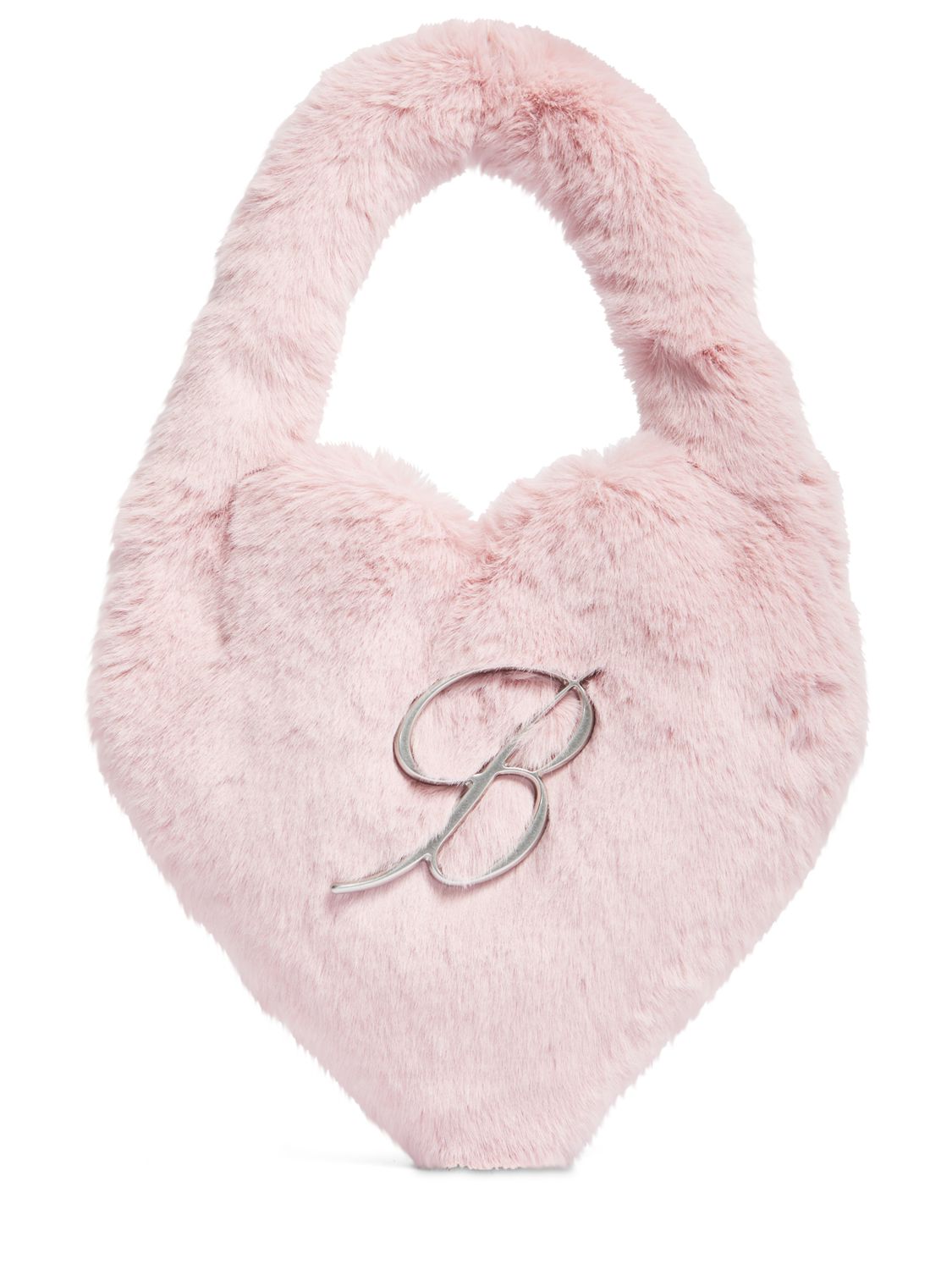 Faux Fur Heart Top Handle Bag