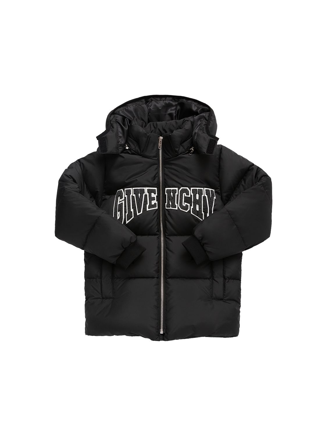 Givenchy Nylon Down Jacket W/ Logo Patch In Black