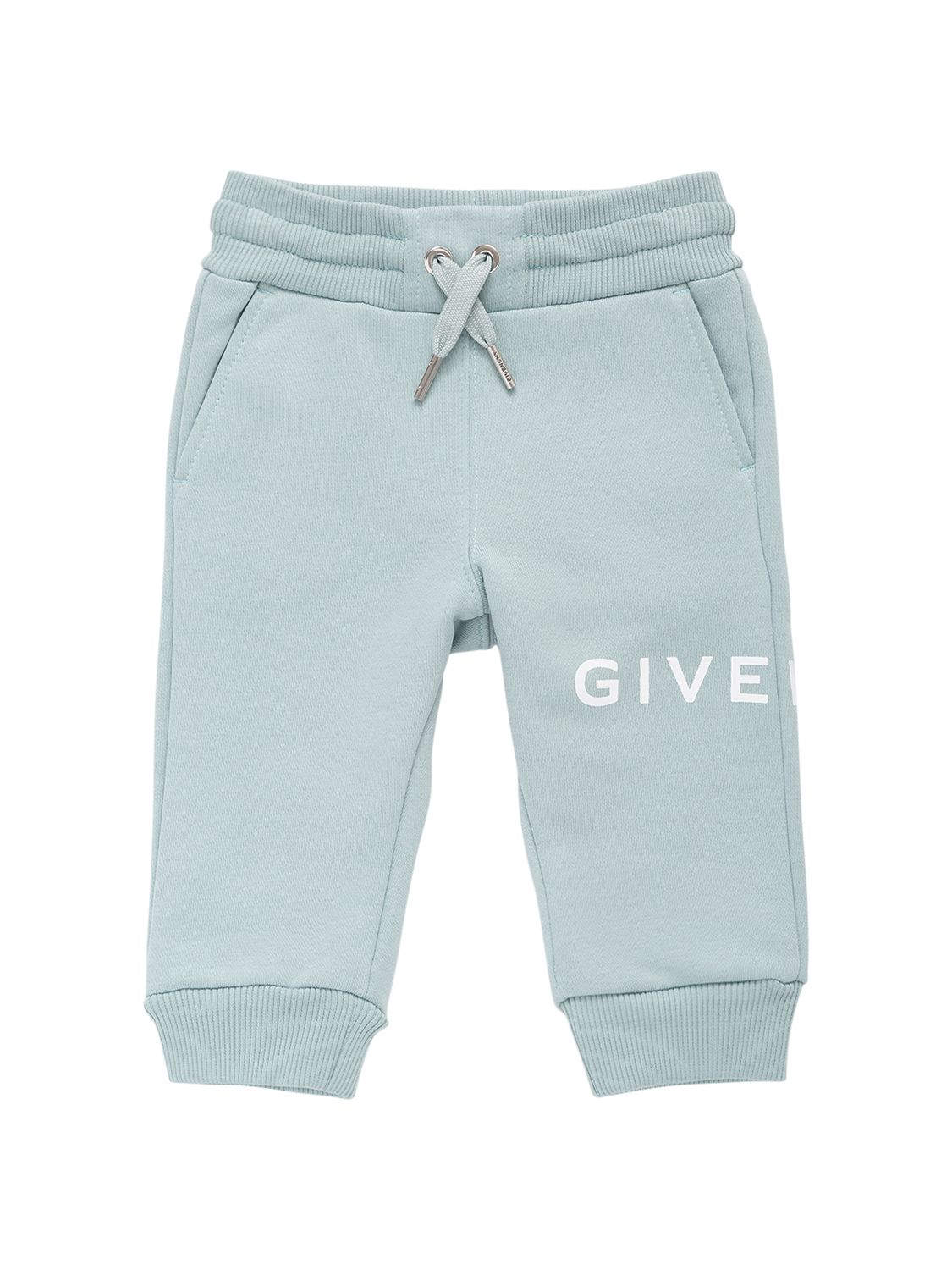 Givenchy Kids' Logo Print Cotton Sweatpants In Light Green