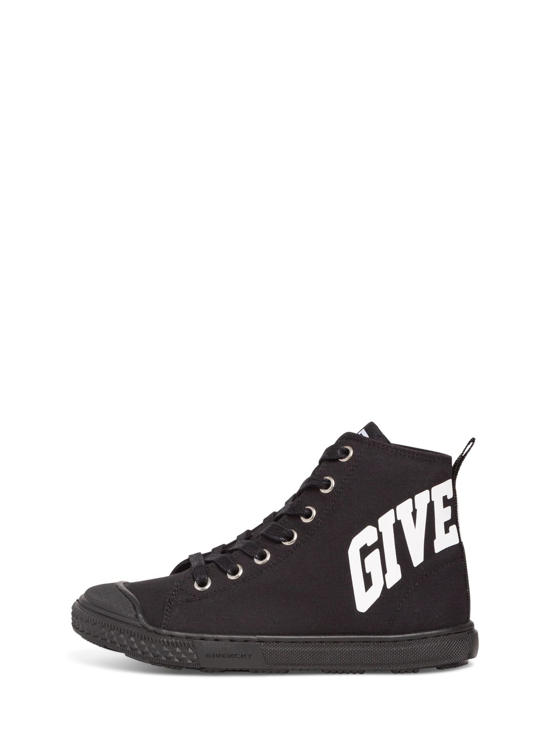 Givenchy Logo Print Canvas High Top Sneakers In Black