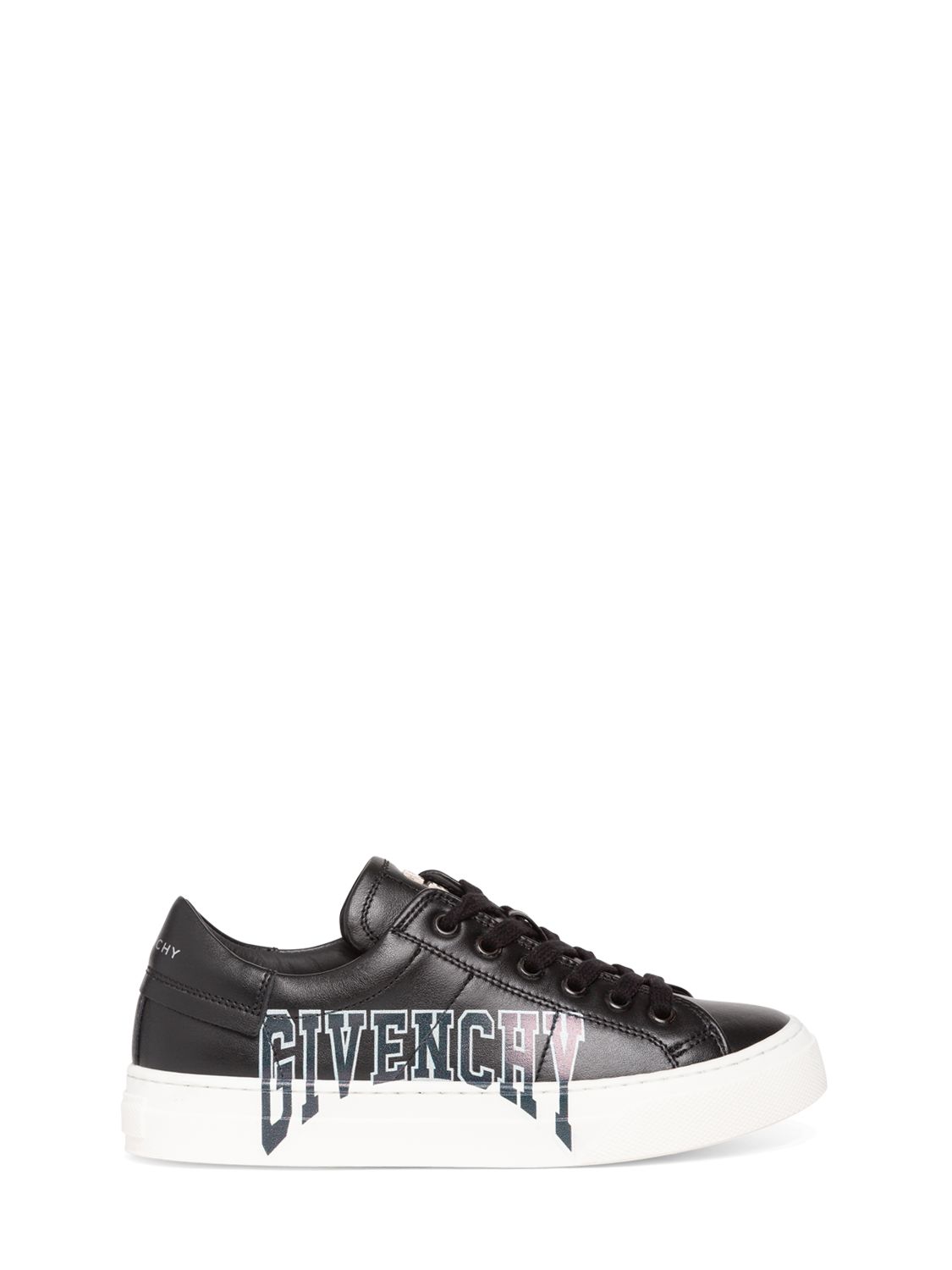Givenchy Logo Print Leather Lace-up Sneakers In Black