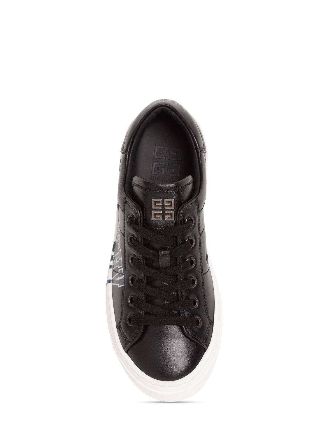 Shop Givenchy Logo Print Leather Lace-up Sneakers In Black