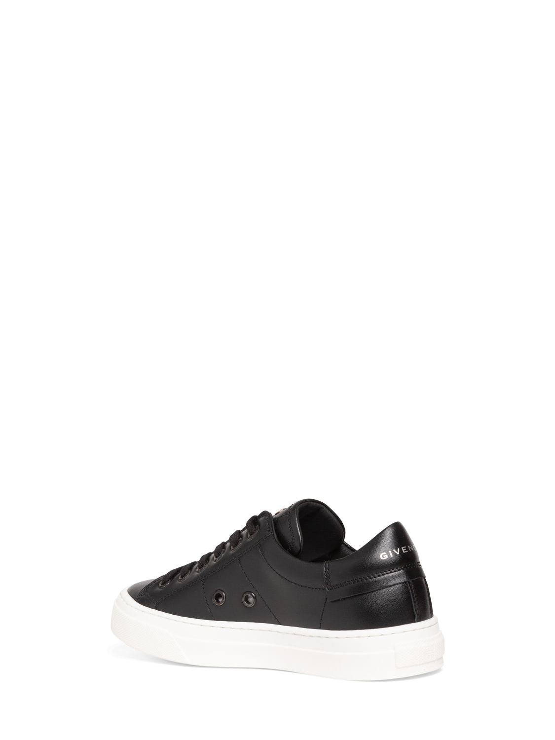 Shop Givenchy Logo Print Leather Lace-up Sneakers In Black