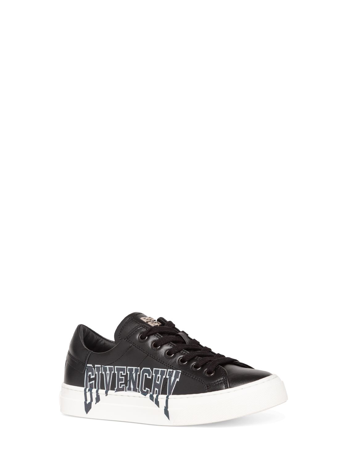 Shop Givenchy Logo Print Leather Lace-up Sneakers In Black