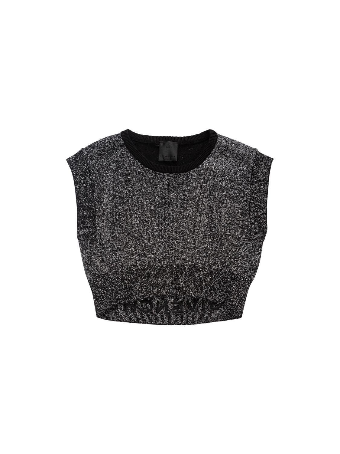 Givenchy Lurex Knit Cropped Top In Black/silver