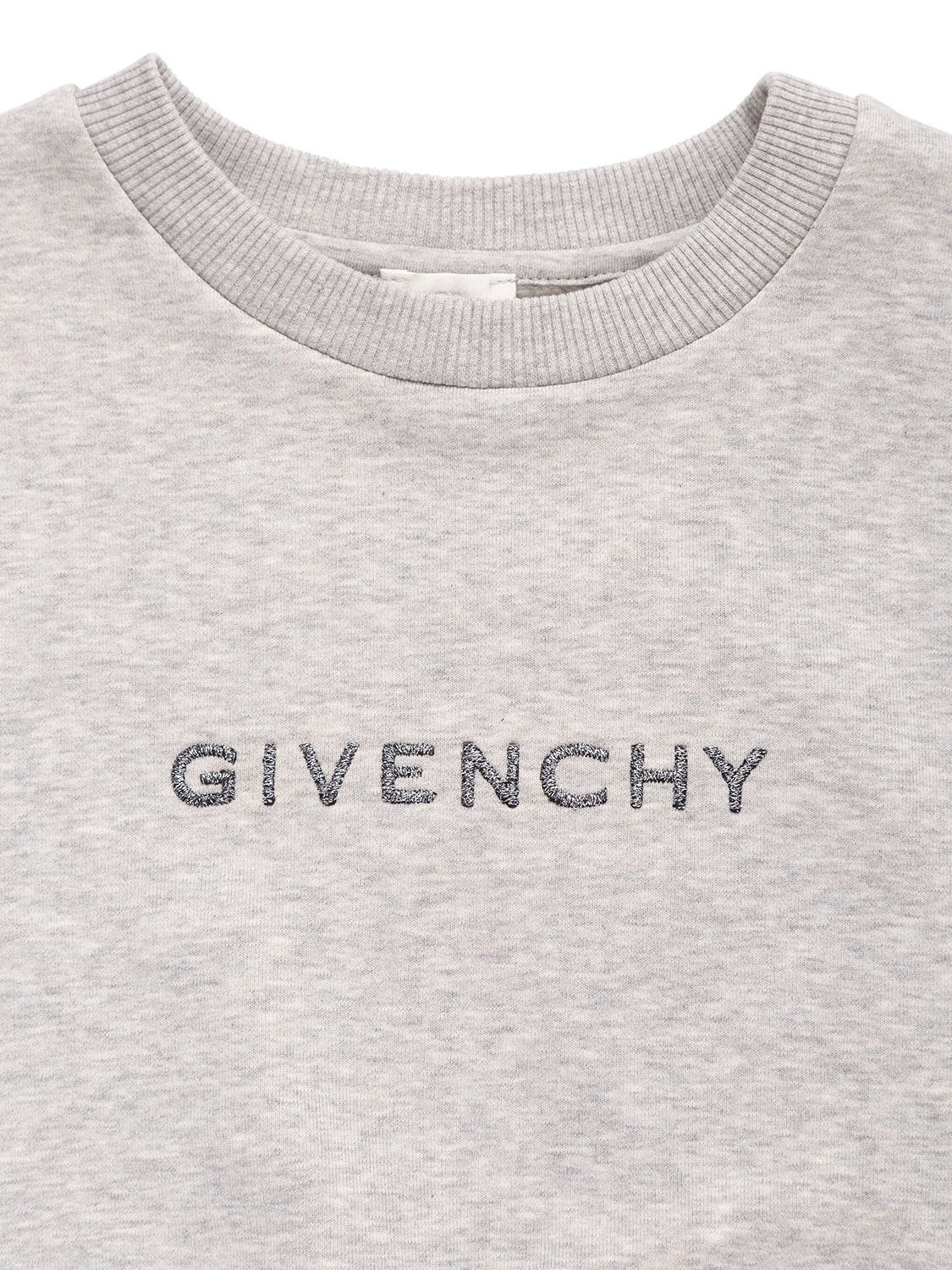 Shop Givenchy Cotton Sweatshirt W/ Embellished Logo In Grey