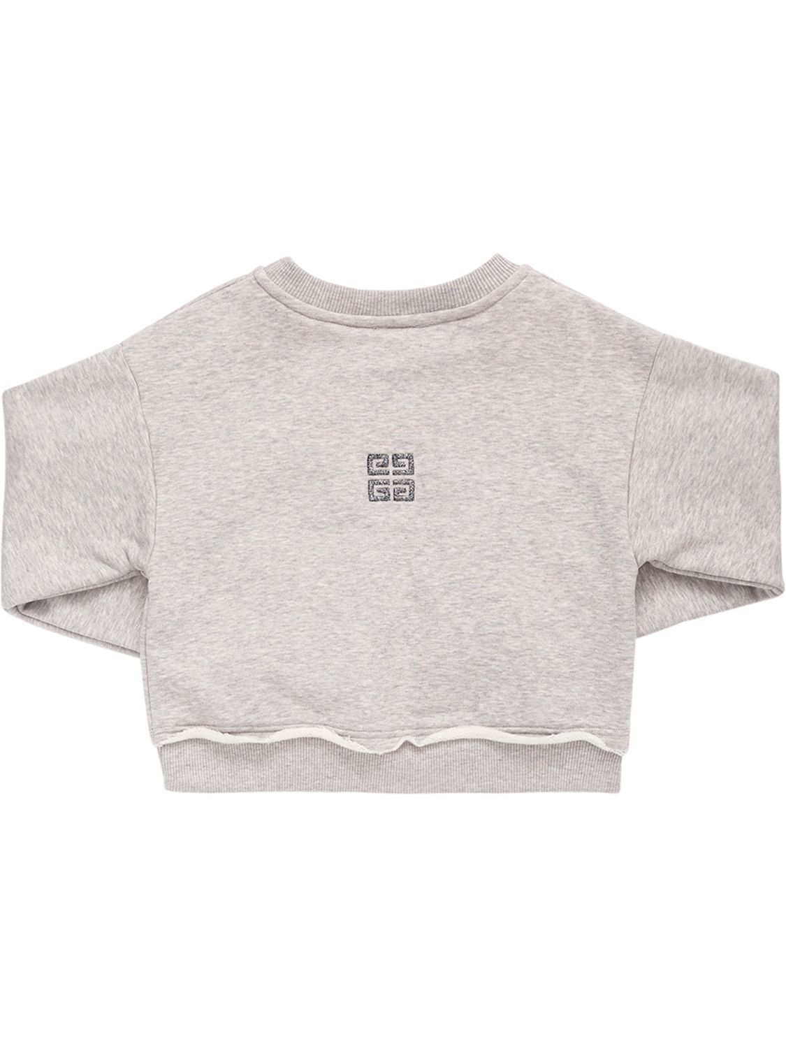 Shop Givenchy Cotton Sweatshirt W/ Embellished Logo In Grey