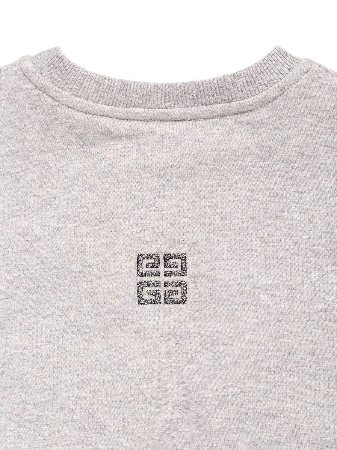 Shop Givenchy Cotton Sweatshirt W/ Embellished Logo In Grey