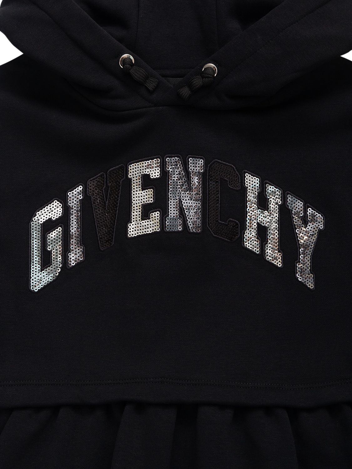 Shop Givenchy Sequined Cotton Jersey Hooded Dress In Black