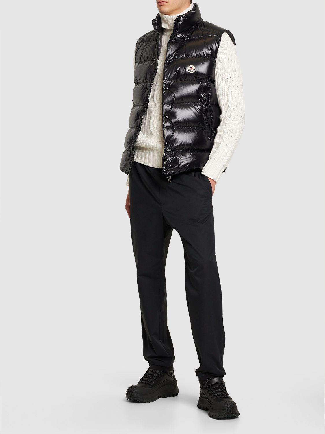 Shop Moncler Tibb Nylon Laque Down Vest In Black