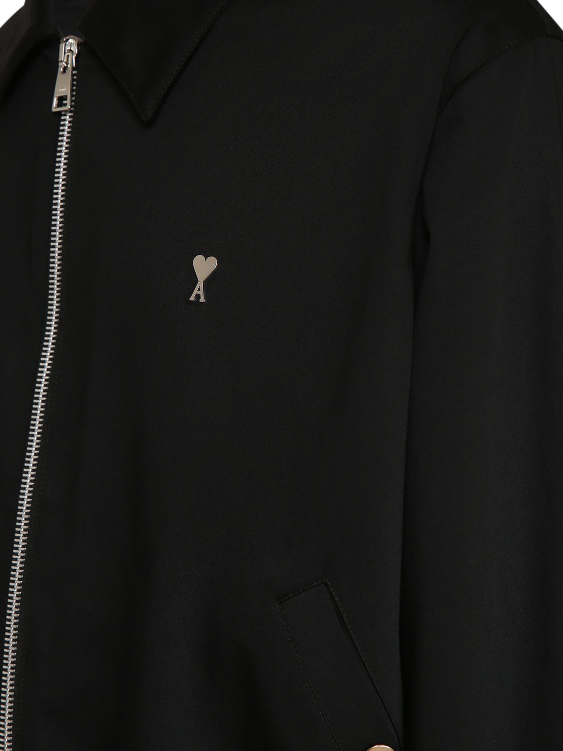Shop Ami Alexandre Mattiussi Adc Cotton Satin Zipped Jacket In Black