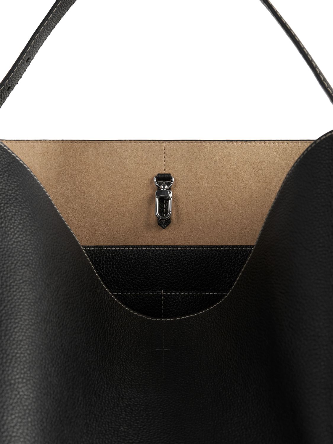 Shop Totême Belted Grain Leather Tote Bag In Black