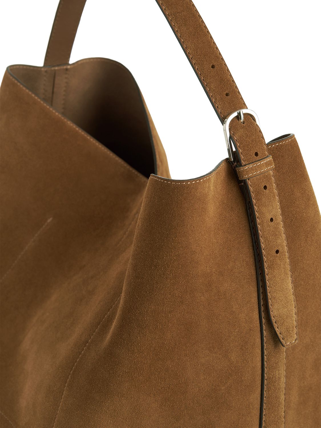 Shop Totême Belted Suede Tote Bag In Tan