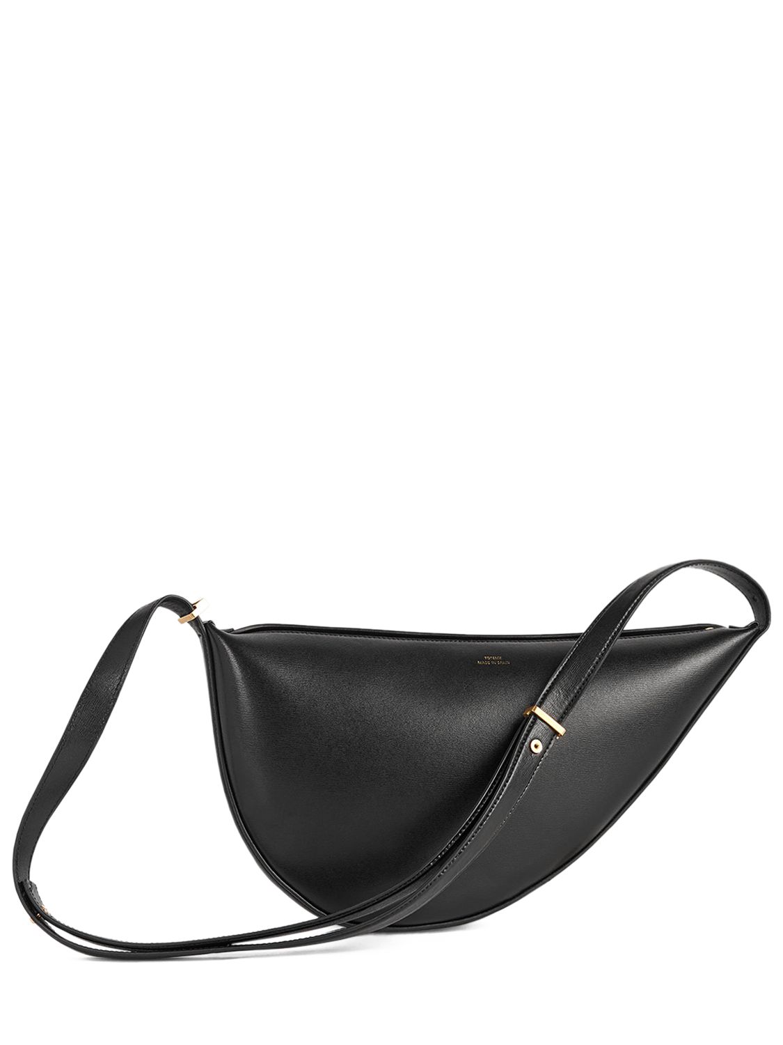 Totême Scoop Palmellata Leather Shoulder Bag In Black