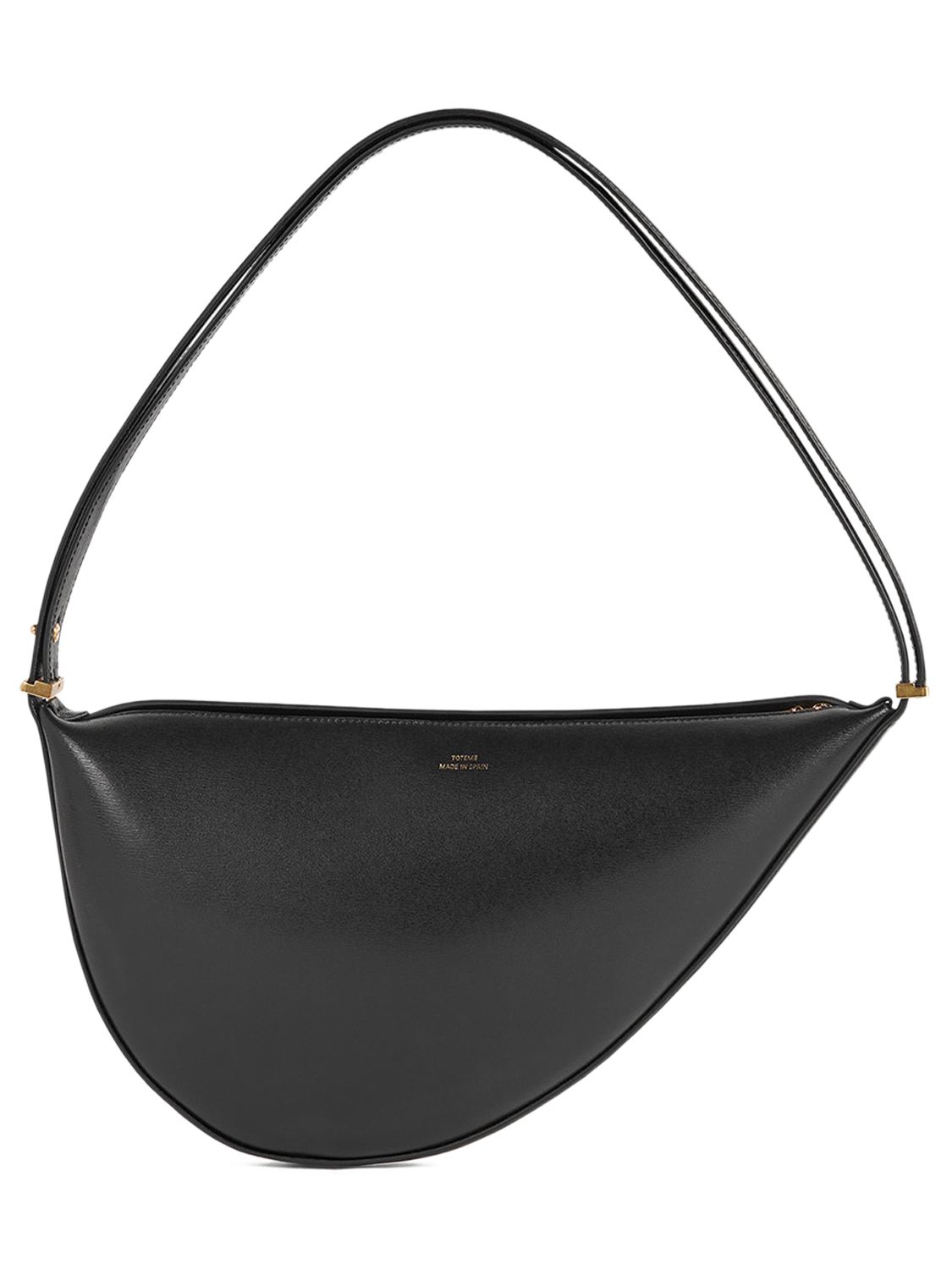 Shop Totême Scoop Palmellata Leather Shoulder Bag In Black