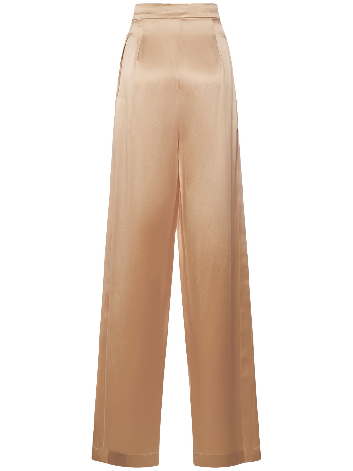 Max Mara Fiesta Silk Satin Slit Wide Pants In Bronze