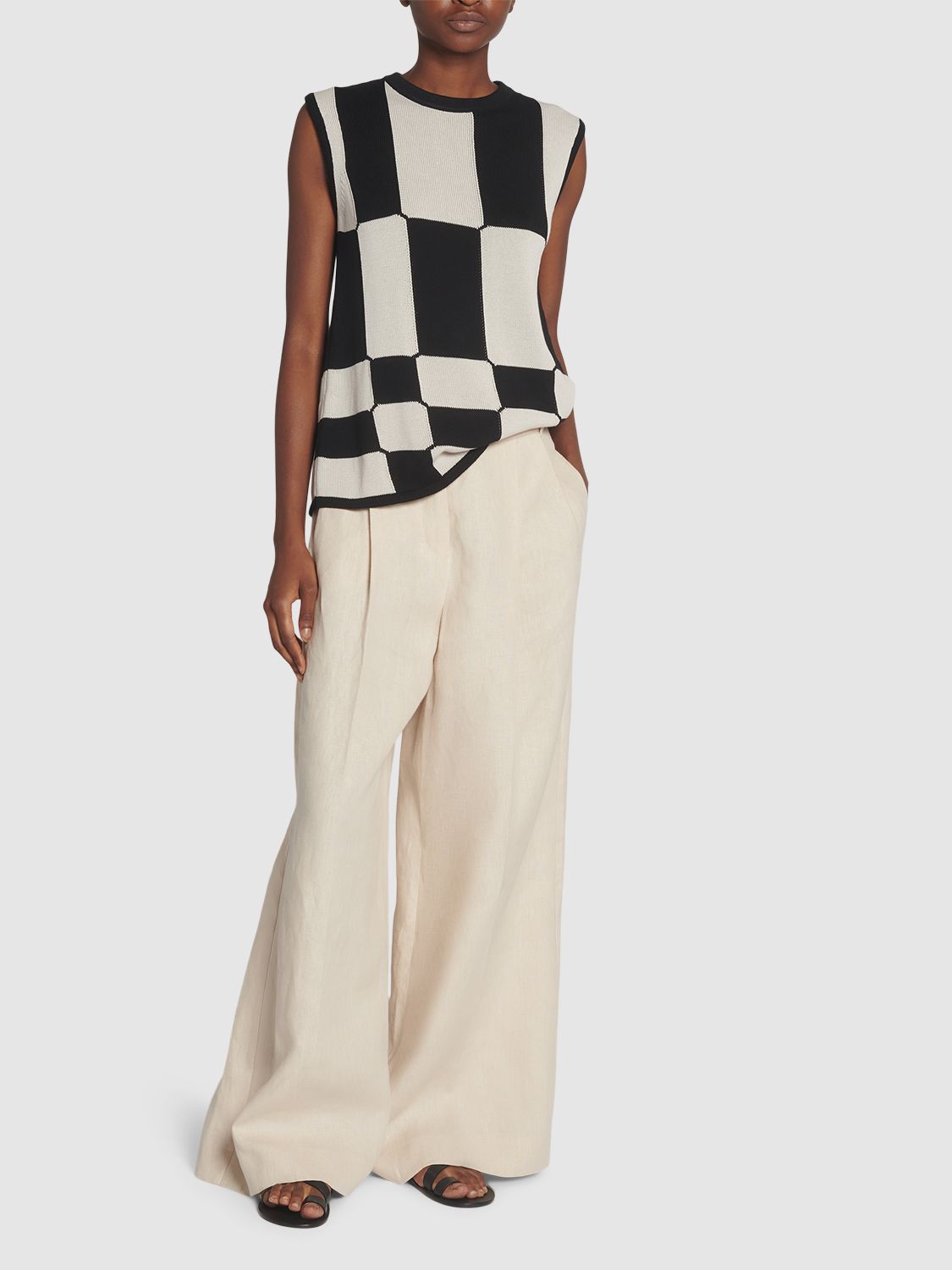 Lira Linen Pleated Wide Pants
