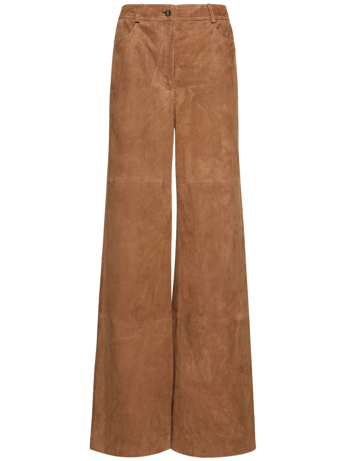 Suede Leather High Rise Wide Pants