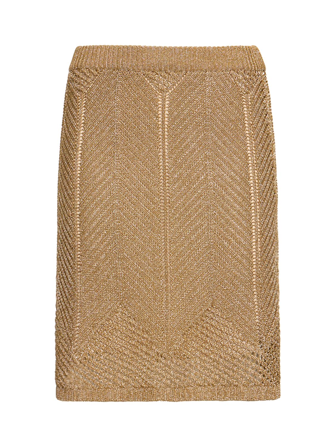 Lamé Open Knit Mini Skirt