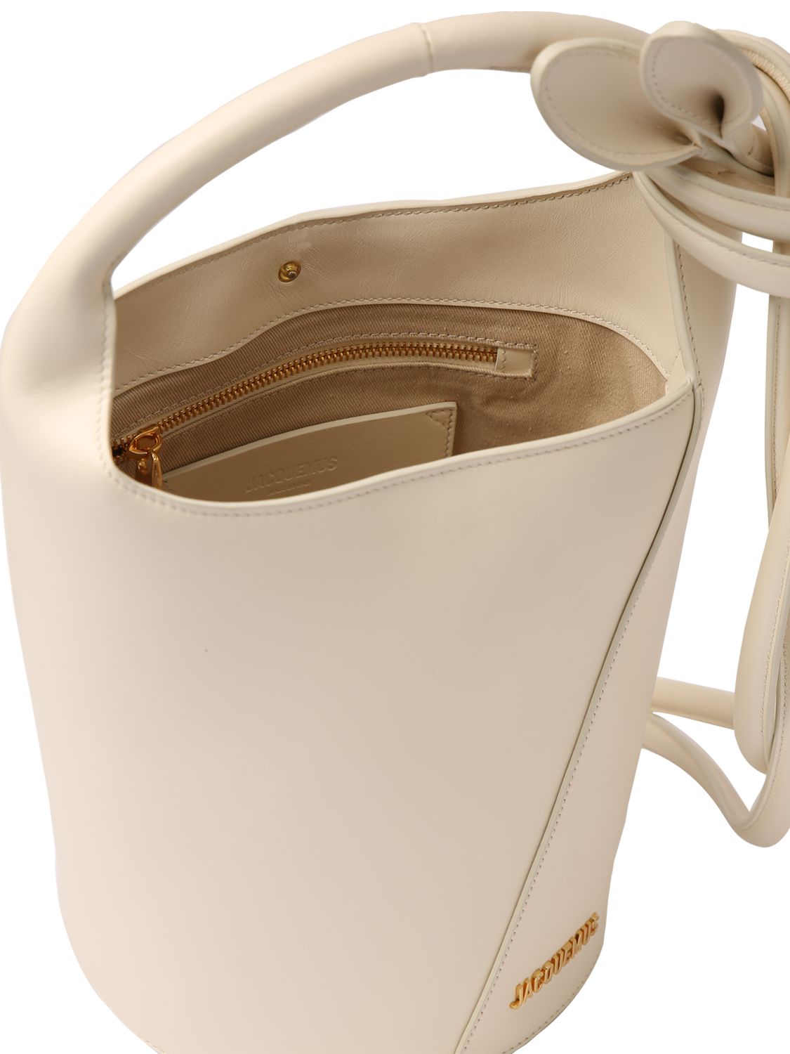 Shop Jacquemus Le Petit Tourni Smooth Leather Bag In Light Ivory