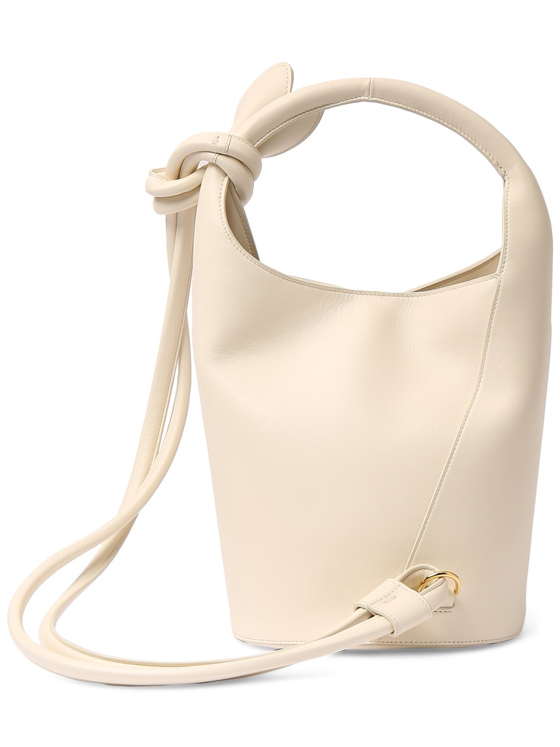 Shop Jacquemus Le Petit Tourni Smooth Leather Bag In Light Ivory