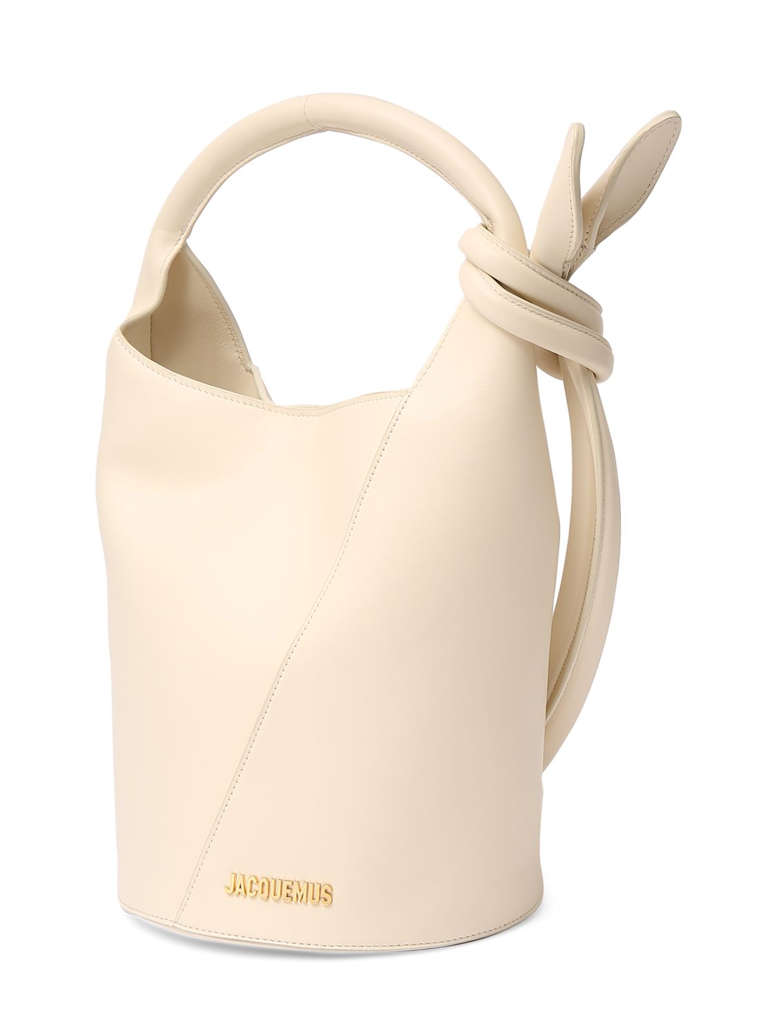 Shop Jacquemus Le Petit Tourni Smooth Leather Bag In Light Ivory