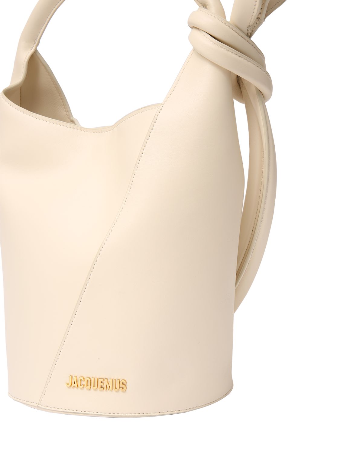 Shop Jacquemus Le Petit Tourni Smooth Leather Bag In Light Ivory