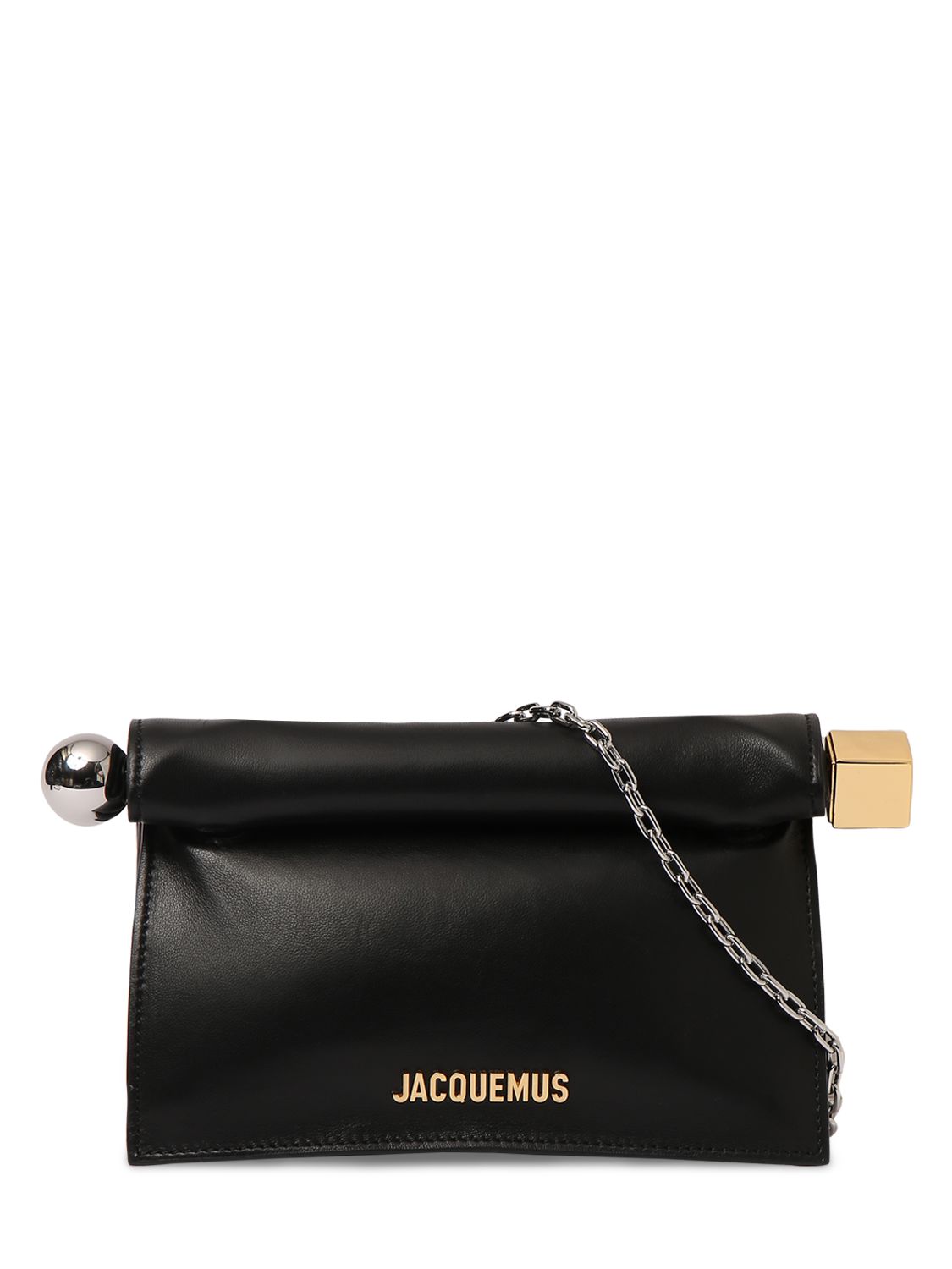 Jacquemus La Petite Pochette Rond Leather Clutch In Black