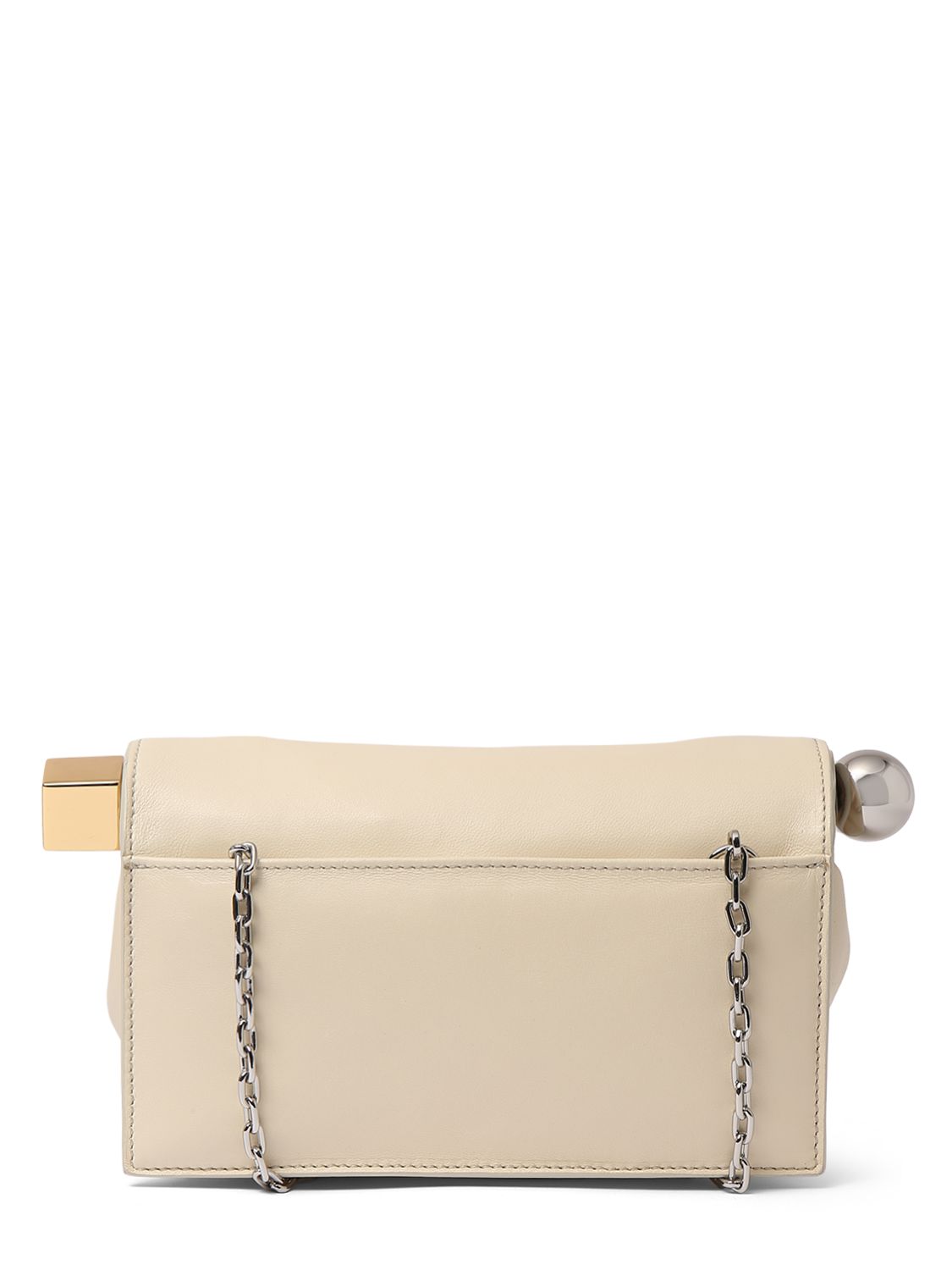 Shop Jacquemus La Petite Pochette Rond Leather Clutch In Light Ivory