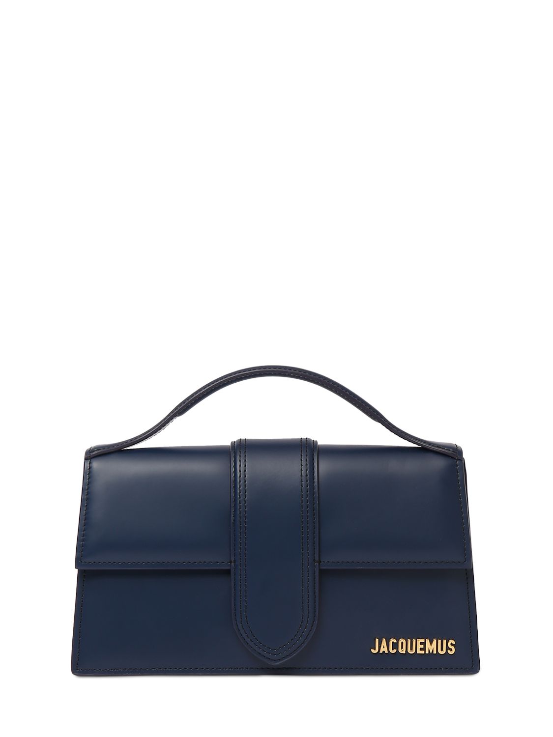 Jacquemus Le Grand Bambino光滑皮革手提包 In Navy