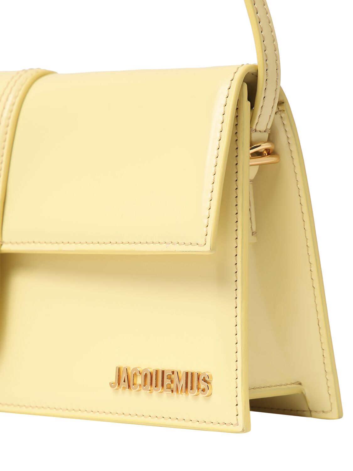 Shop Jacquemus Le Bambino Long Smooth Leather Bag In Light Yellow