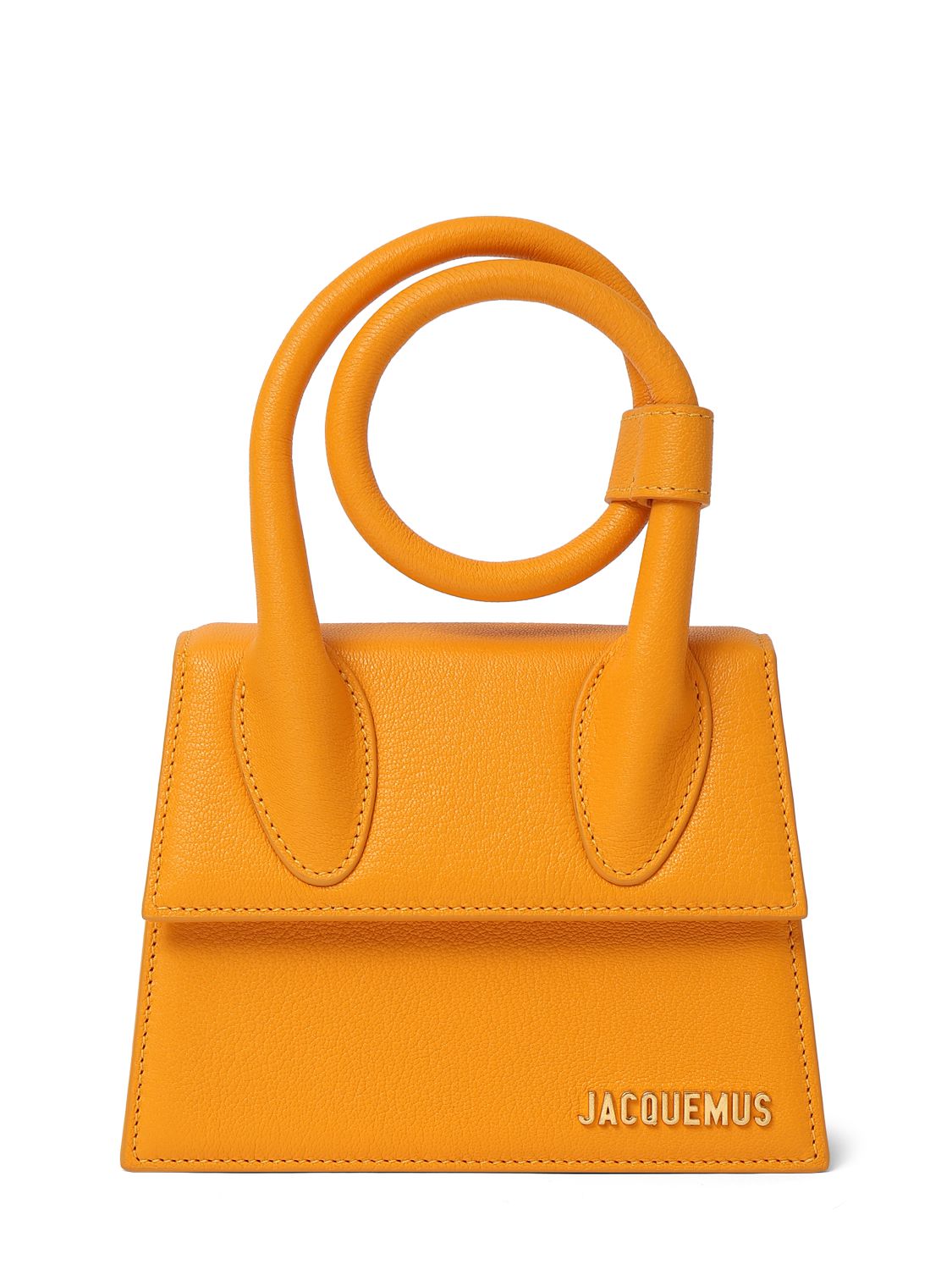 Jacquemus Le Chiquito Noeud Leather Top Handle Bag In Dark Orange