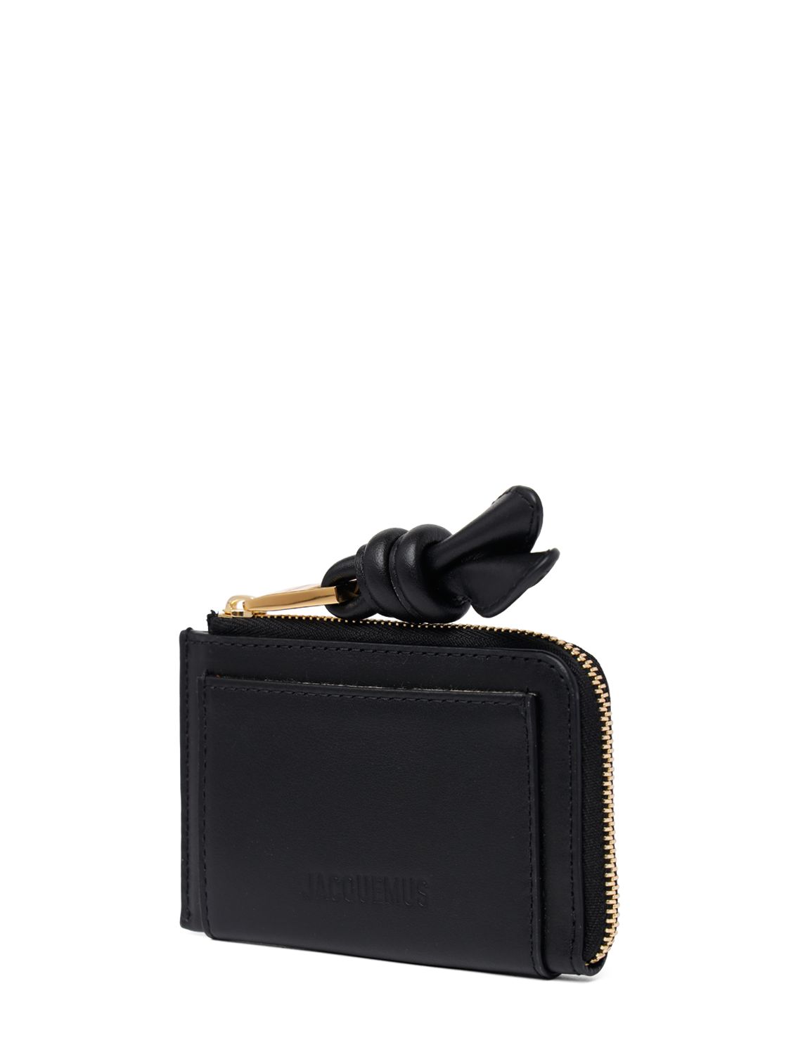 Shop Jacquemus Le Porte-cartes Tourni Leather Wallet In Black