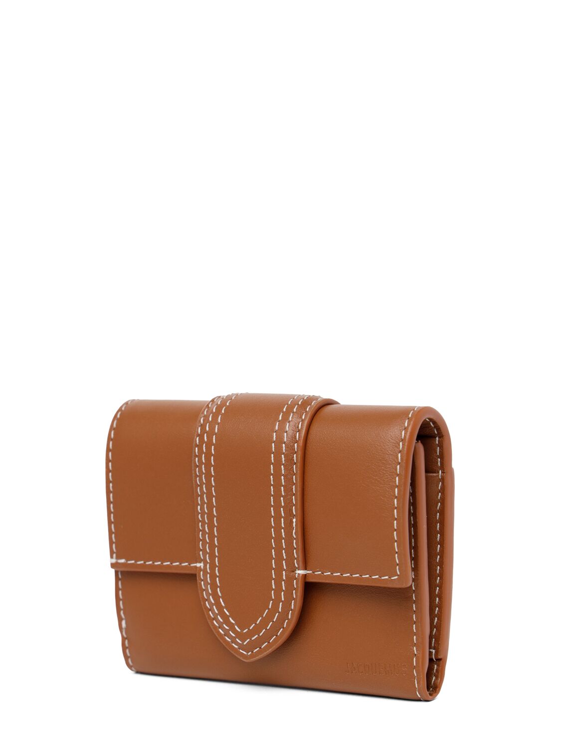 Shop Jacquemus Le Compact Bambino Leather Wallet In Light Brown 2