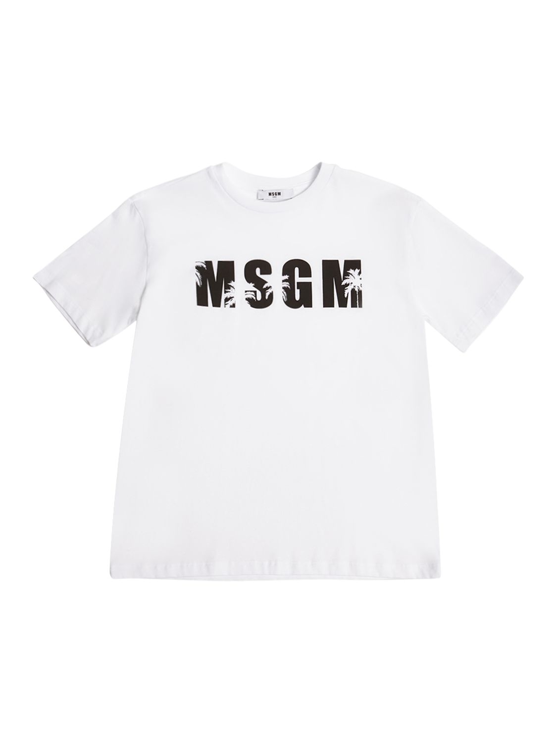 Msgm Kids' Logo Cotton Jersey T-shirt In White