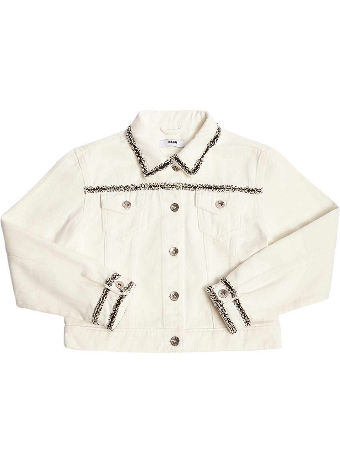 Msgm Kids' Embellished Denim Jacket In White