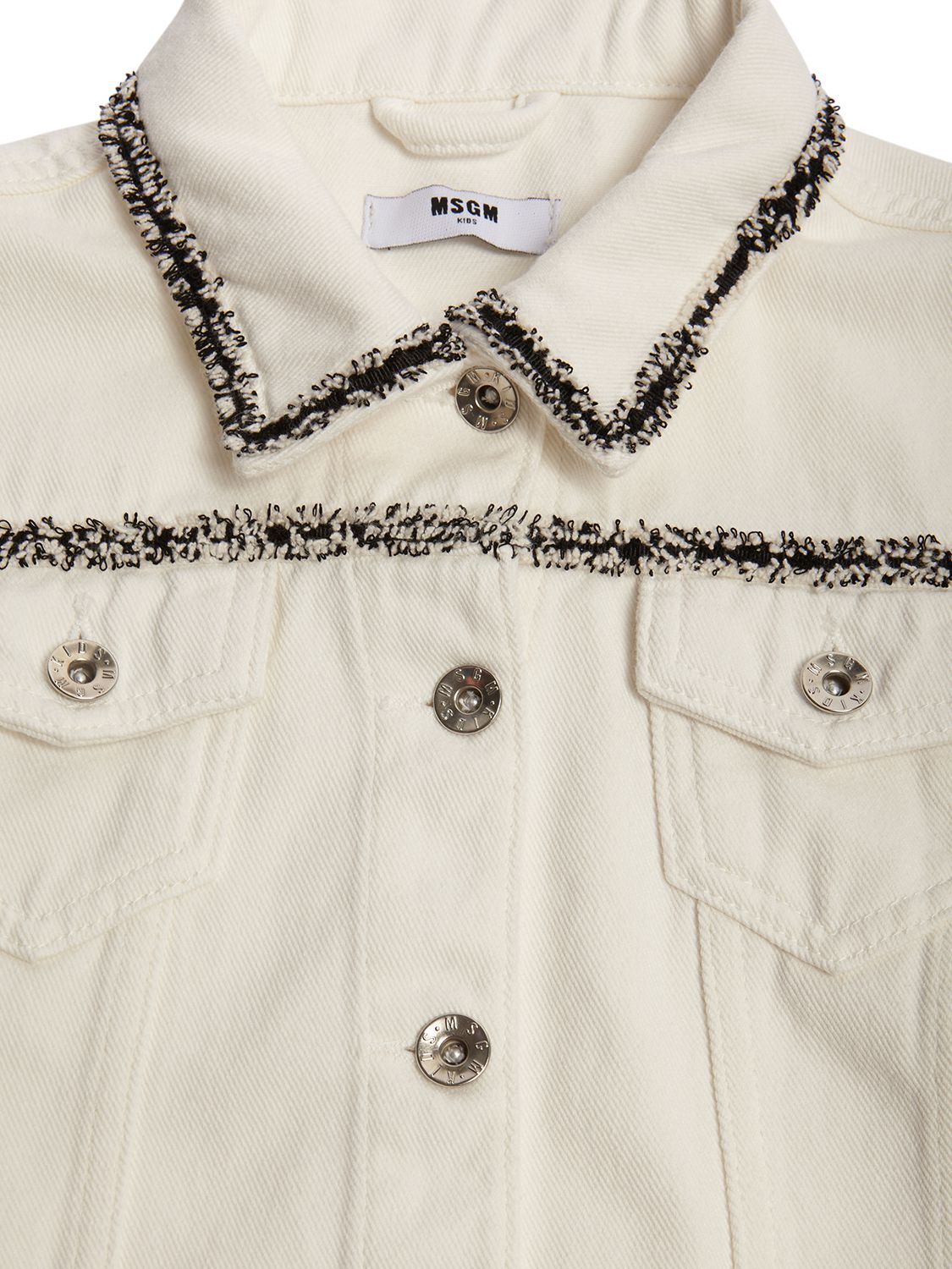 Shop Msgm Embellished Denim Jacket In White