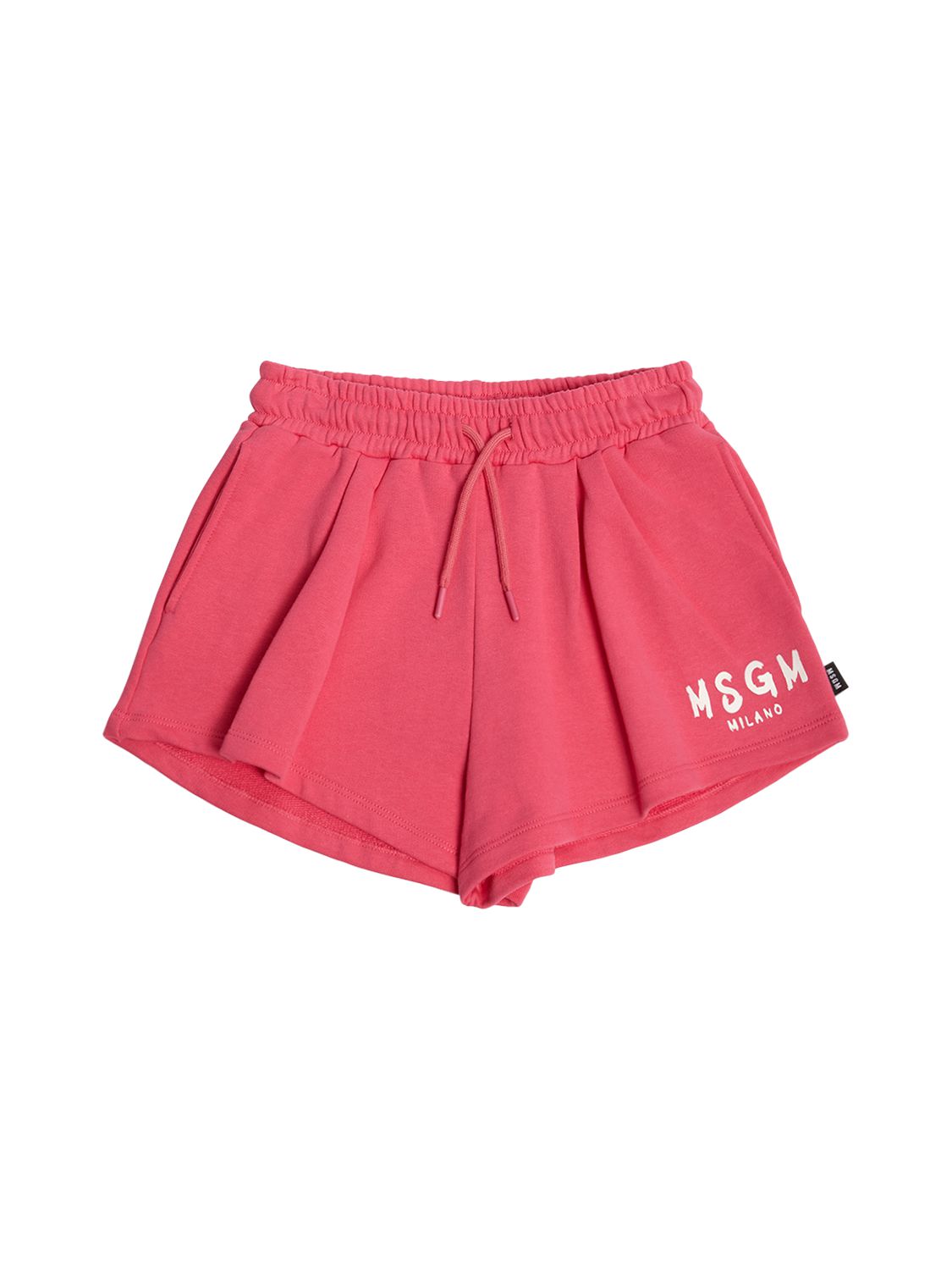 Msgm Kids' Logo-print Cotton Track Shorts In Fuchsia