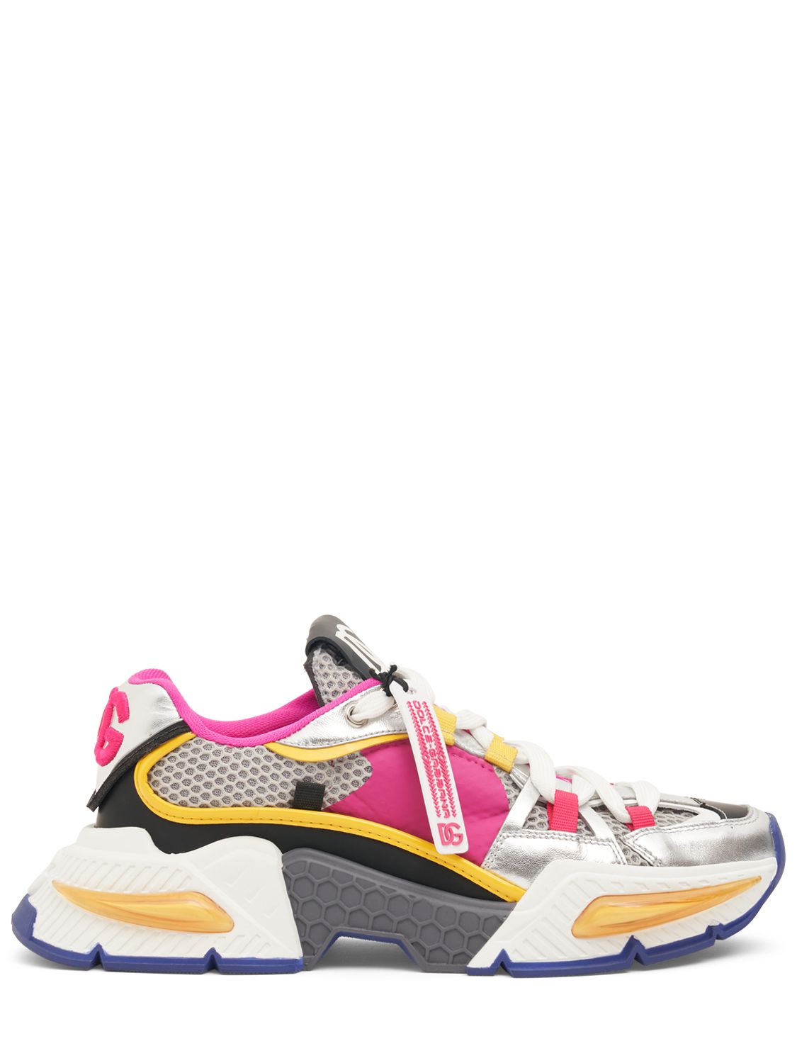 Dolce & Gabbana Air Master Mesh & Leather Trainers In Fuchsia,yellow