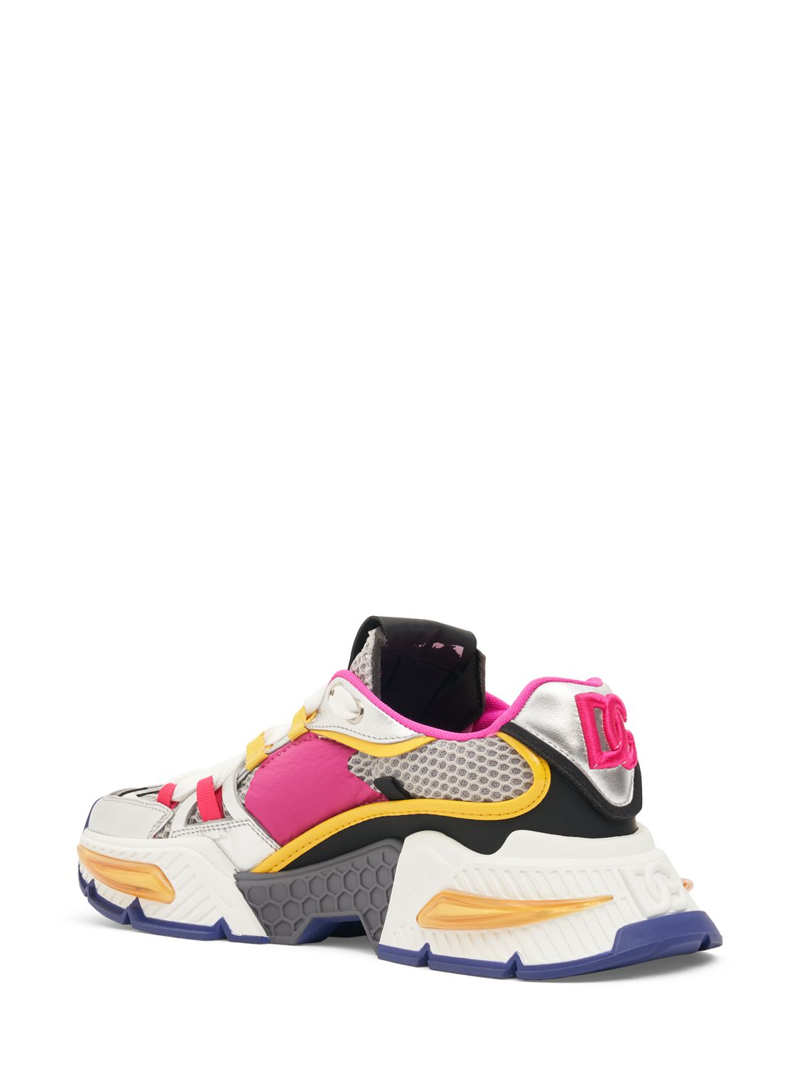 Shop Dolce & Gabbana Air Master Mesh & Leather Sneakers In Fuchsia,yellow